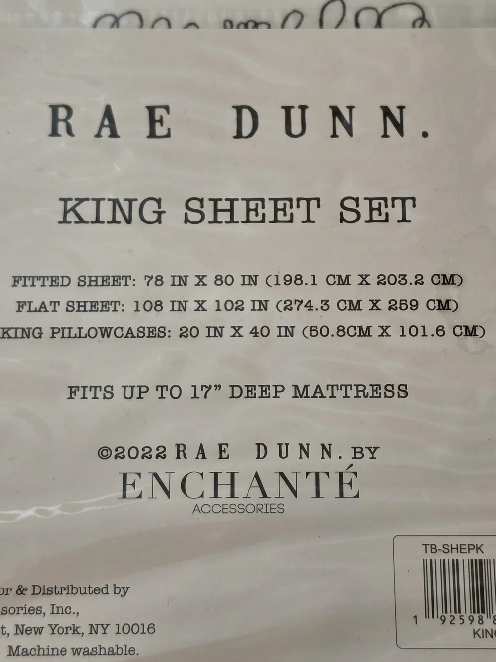 Rae Dunn 'RELAX' King Sheet Set in White with Black Embroidery
